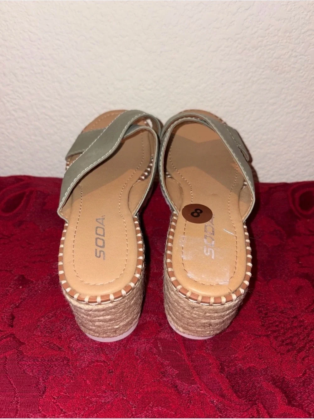 Soda Thyme Criss-Crossed Espadrille Platform Slides Sz 8 NWOT